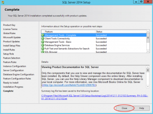 Ilustración 14 – Instalación de SQL Server | Finalización de instalación de SQL Server.