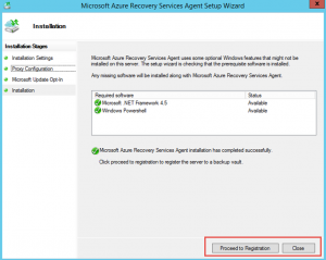 Ilustración 11 – Instalación de Agente de Azure Backup en Windows Server. Finalización de Instalación.