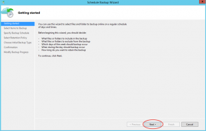 Ilustración 17 – Creación de Tarea de Backup en Azure Backup Agent de Windows Server.