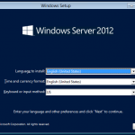Instalación de Windows Server 2012. Selección de lenguage y formato regional.