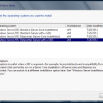 Instalación de Windows Server 2012 - Selección de Edición y tipo de instalación. Selección de tipo de instalación.