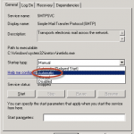 Ilustración 13 – Elección del modo de inicio en Automático para el servicio SMTP.