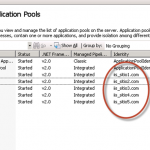 Usuarios de los Application Pools configurados en IIS 7.5.