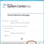 Ilustración 27 – Login inicial en System Center Virtual Machine Manager 2012 con SP1 integrado.