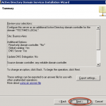 Ilustración 56 – Promoción de Controlador de Dominio adicional para el bosque en Windows Server 2008 R2. Asistente de promoción: resumen de opciones seleccionadas.