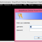 Ilustración 6 – Ejecución de Connect-SPOService para conectarnos a nuestra colección de sitios de SharePoint Online.