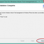 Ilustración 11 – Configuración de Dispositivos Windows Phone para administrarlos a través de Windows Intune. Instalación de "Support Tools".