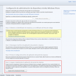 Ilustración 12 – Configuración de Dispositivos Windows Phone para administrarlos a través de Windows Intune. Publicación de aplicación firmada de ejemplo.