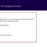 Ilustración 18 – Configuración de Acceso Asignado (Kiosk Mode) en Windows 8.1 | Configuración de aplicación para el usuario local.