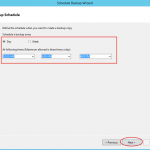 Ilustración 20 – Creación de Tarea de Backup en Azure Backup Agent de Windows Server. Configuración de Periodicidad.