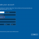 Ilustración 23 – Instalación de Windows 10 Build 10130. OOBE de Windows 10 Professional. Creación de cuenta Microsoft para inicio de sesión.